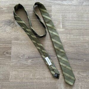Calvin Klein Olive Green Striped Slim Tie